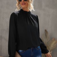Дамска елегантна блуза в черно с дълъг ръкав, снимка 8 - Блузи с дълъг ръкав и пуловери - 44321297