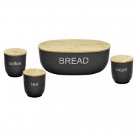 Сет кутия за хляб и 3 канистера, снимка 4 - Аксесоари за кухня - 34502693