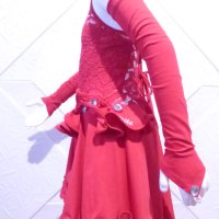 Детска рокля за спортни танци в червен цвят и гол гръб, снимка 6 - Детски рокли и поли - 42805133