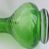 Стара стъклена кана цветно зелено стъкло, снимка 10 - Антикварни и старинни предмети - 29570816