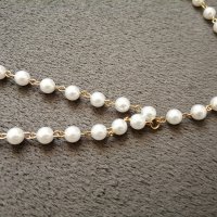 Стилен дамски колан с бели перли и верижка в златист цвят, снимка 7 - Колани - 42790882