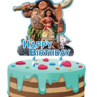 Ваяна Моана Moana Happy Birthday картонен топер украса за торта декор парти рожден ден, снимка 1 - Форми - 36989593