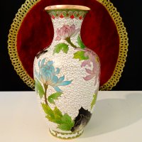 Китайска медна ваза Клоазоне,Cloisonne,маркирана. , снимка 6 - Вази - 36916498