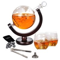 Сет за уиски със стъклен декантер глобус, чаши и камъни за охлаждане, снимка 4 - Подаръци за мъже - 42575409