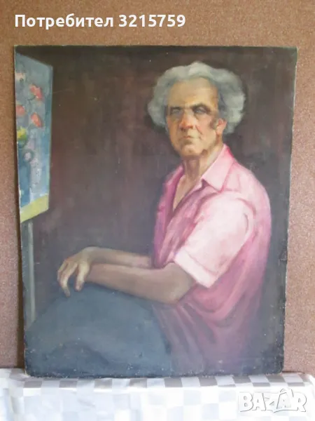 Картина масло, картон, портрет на Богомил Райнов, 90х73см, снимка 1