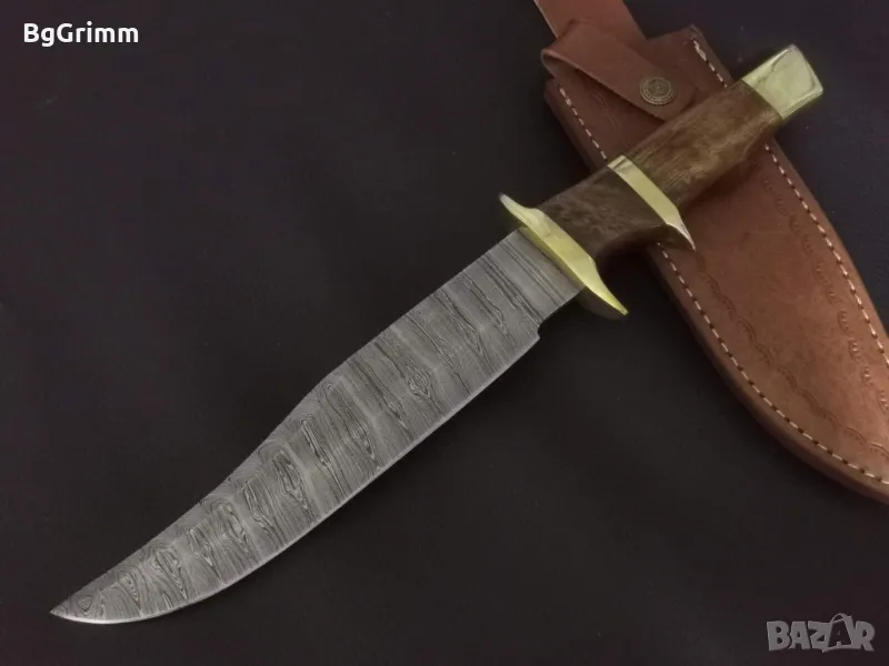 Промоция: Ръчно изработен ловен нож от дамаска стомана - 33см, снимка 1