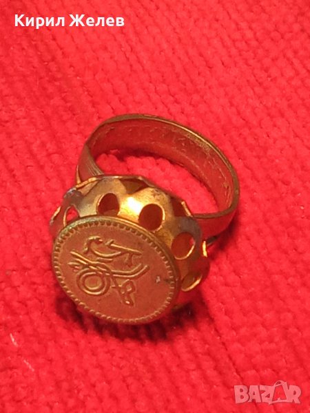 СТАРИНЕН МЕСИНГОВ РЪЧНО МАЙСТОРСКИ ИЗРАБОТЕН ПРЪСТЕН от ДИНАР РЯДЪК за КОЛЕКЦИЯ 26723, снимка 1