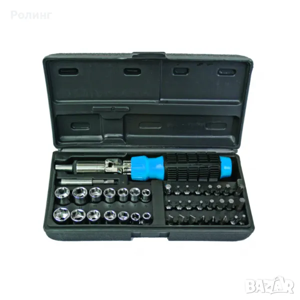 Отвертка-тресчотка с накр. и вложки к-т 40 части BS/330525, снимка 1