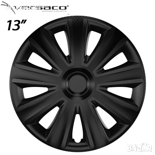 4 Броя Тасове за джанти 13'' Versaco Carbon Aviator - Black, снимка 1