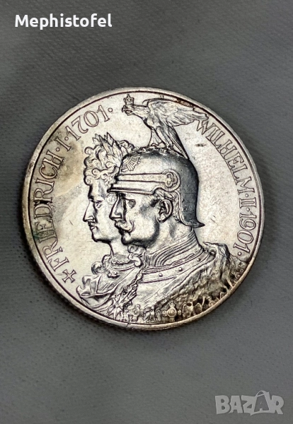 2 марки 1901 г, Германия / Прусия - сребърна монета, снимка 1