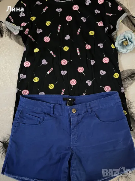 Лот къси дънки и тениска , снимка 1