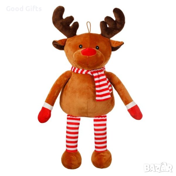 Коледна плюшена играчка Елен с дълги раирани крака, 68см, снимка 1