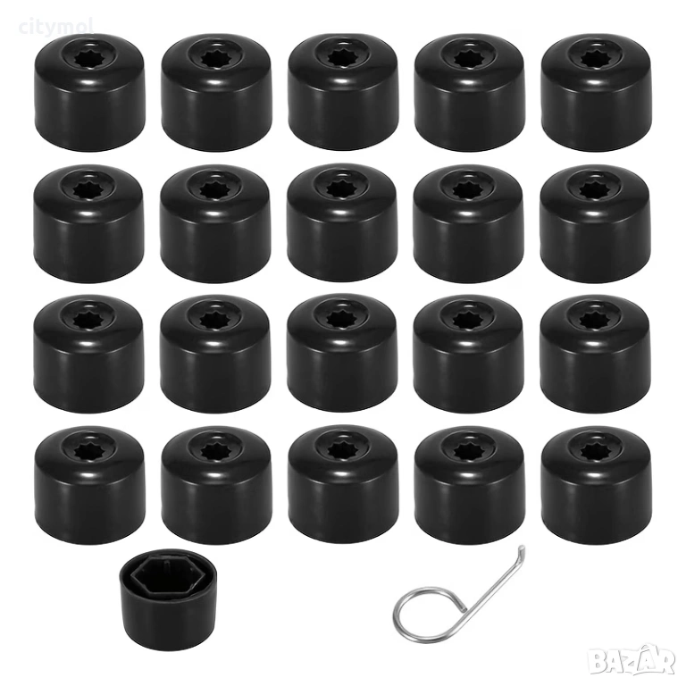 Комплект 20 капачки за болтове на джанти + инструмент за вадене, снимка 1