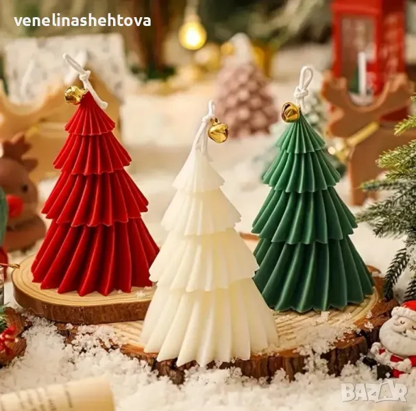 3D Два размера елхи елха Силиконов молд форма за свещи гипс сапун КОД 4358, снимка 1