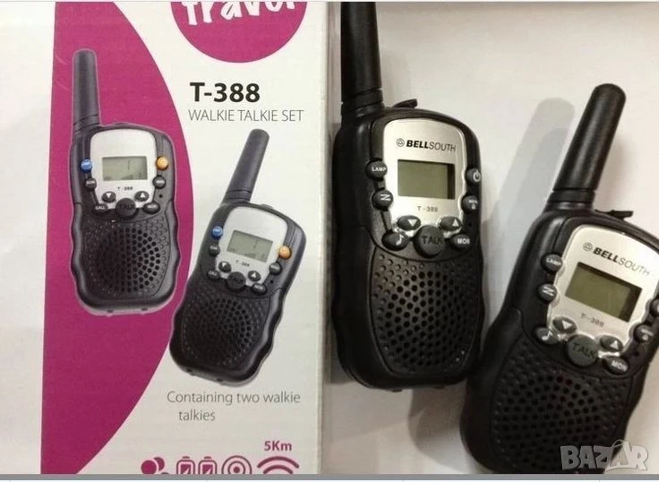 Уоки Токи 3 км с Фенер и LCD Черен 1 бр , снимка 1