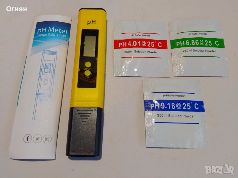 pH метър, с прах за калибриране, снимка 1