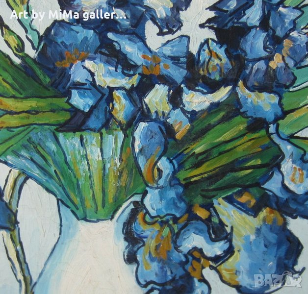 Ириси 40х50 см, Сини цветя, картина, irises oil on canvas painting, снимка 1