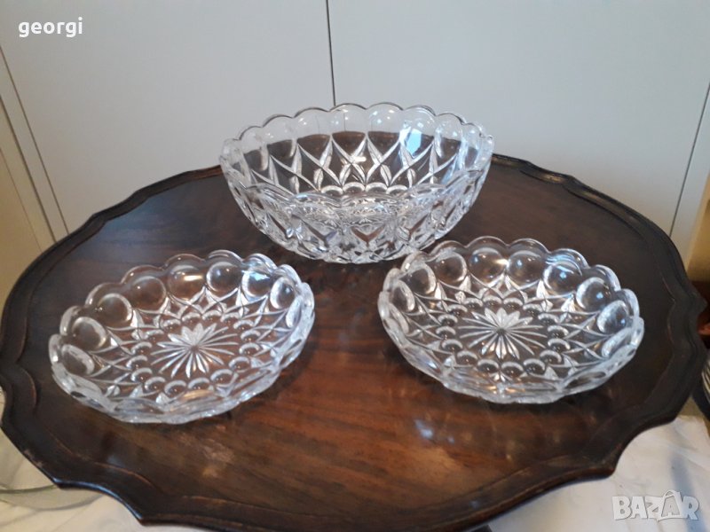 Кристална купа с купички за ядки  13/1, снимка 1