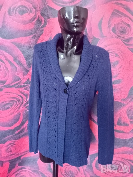 Тъмно синя жилетка плетиво с едно копче С/М , снимка 1