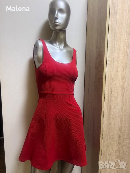 Дамска разкроена червен рокля !, снимка 1