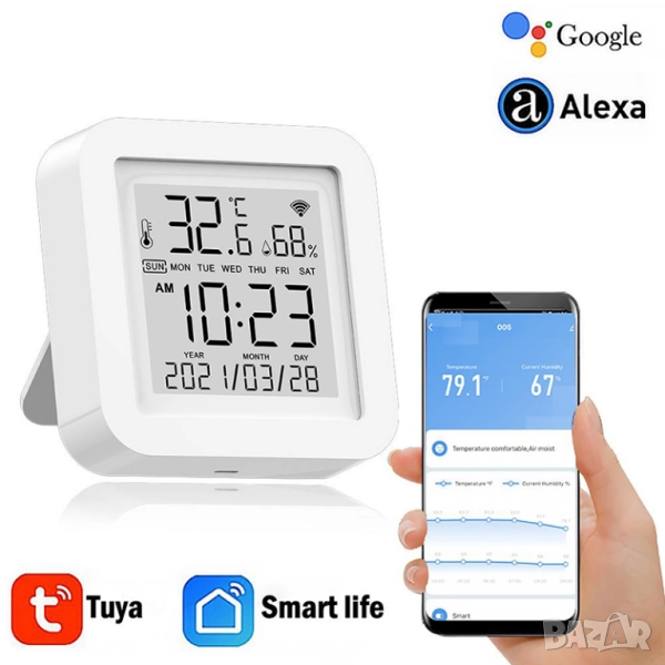 Сензор за температура и влажност на Tuya WiFi - MIR-TE200-WF, снимка 1
