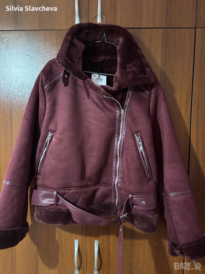 Яке байкър-цвят бордо, снимка 1