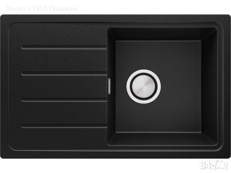 Кухненска Мивка от гранит модел Копенхаген 700-45 Easy 700 x 440 mm - Черна, снимка 1
