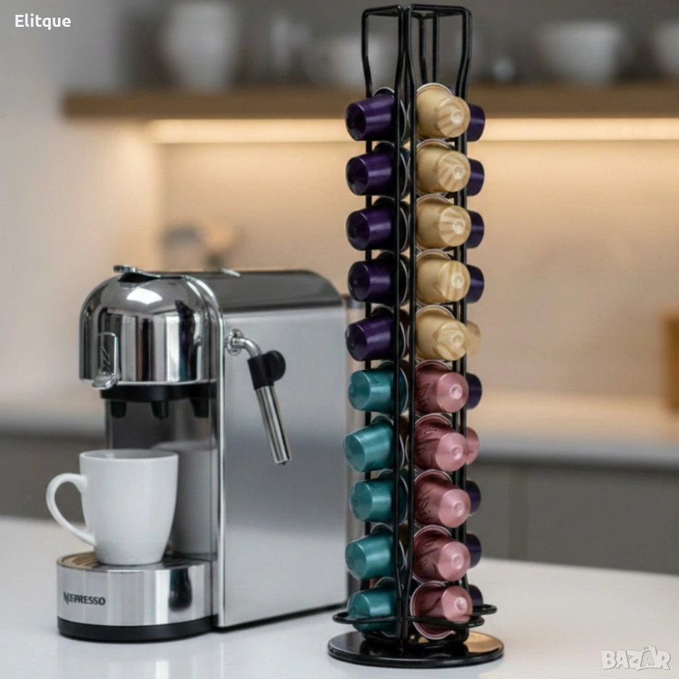 Метална въртяща се стойка Cheffinger за 40 капсули Nespresso – ред и бърз достъп до любимото кафе, снимка 1