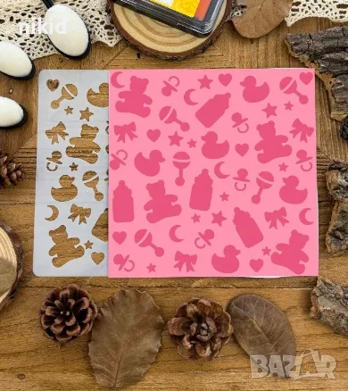 Бебешки бебе мече пате шише стенсил шаблон спрей за торта украса стена декорация Scrapbooking