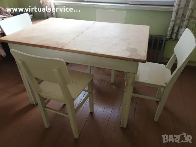 Голяма разтегателна кухненска маса с 5 стола, снимка 2 - Маси - 48315699