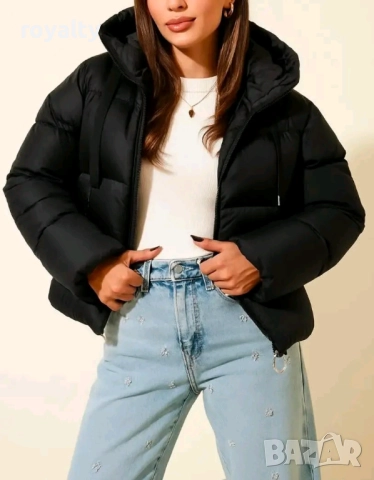 Късо Черно Зимно Дамско Яке 
