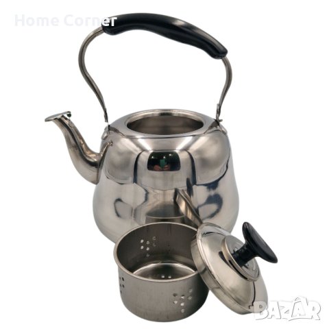 ЧАЙНИК 2 ЛИТРА, НЕРЪЖДАЕМА СТОМАНА, С ЦЕДКА, снимка 2 - Аксесоари за кухня - 44232159