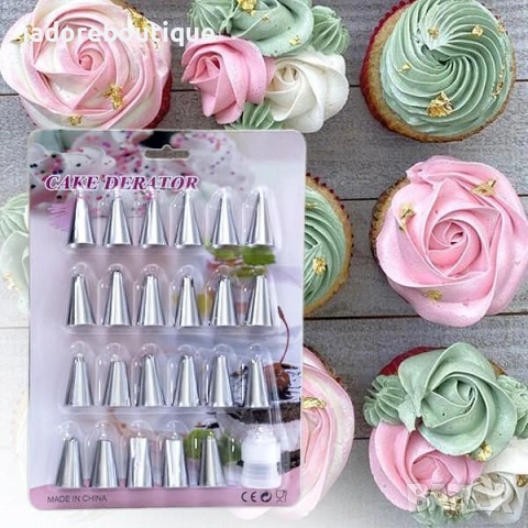 24 части/ к-кт Накрайници и адаптор за пош, снимка 3 - Аксесоари за кухня - 53240320