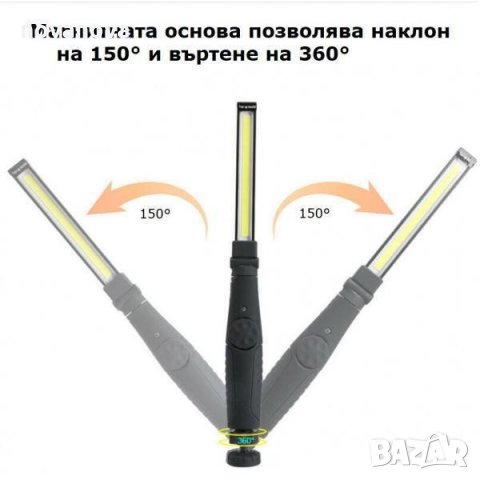 LED РАБОТНА ЛАМПА С МАГНИТ прожектор, лампа фенер , снимка 7 - Спортна екипировка - 35448030