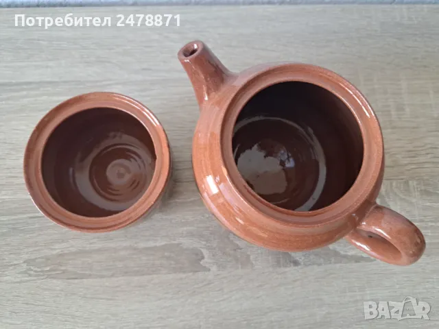 Керамичен чайник и захарница, снимка 3 - Сервизи - 47323320