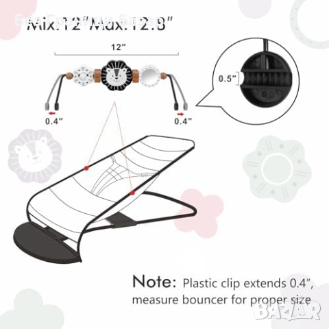 Нова Дървена играчка за бебешки шезлонг с огледало черно бяла лъвче арка бебе, снимка 5 - Други - 54107965