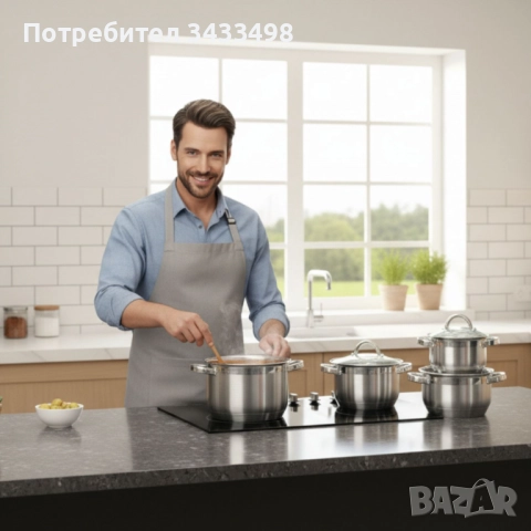 Комплект тенджери Cheffinger 8PCS – професионално качество у дома, снимка 3 - Съдове за готвене - 52275991