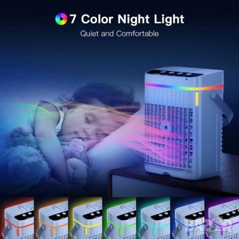 2 бр. Интелигентен мини климатик 4 в 1 – мобилно охлаждане без компромис: без маркучи, без монтаж, снимка 4 - Климатици - 52397122