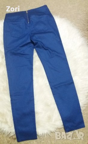 УНИКАЛЕН клин-панталон в кралскосин цвят, имитиращ кожен, снимка 2 - Клинове - 42604129