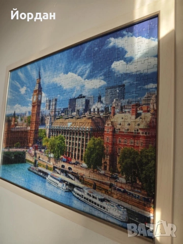 ​Картина от пъзел 500 ч. - Лондон (Биг Бен) в бяла рамка със стъкло, снимка 2 - Картини - 53093580