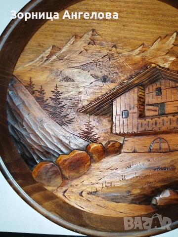 Дървено пано за Стена с релефна ръчна дърворезба.  От Белгия, винтидж изработка (70–80-те години)., снимка 5 - Антикварни и старинни предмети - 52862822