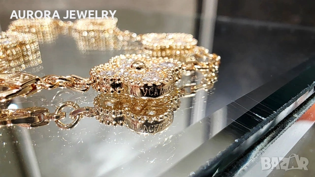 Van Cleef & Arpels VCA 5 Motifs Rose Gold Diamonds Vintage Alhambra Дамска Гривна, снимка 5 - Гривни - 54164055