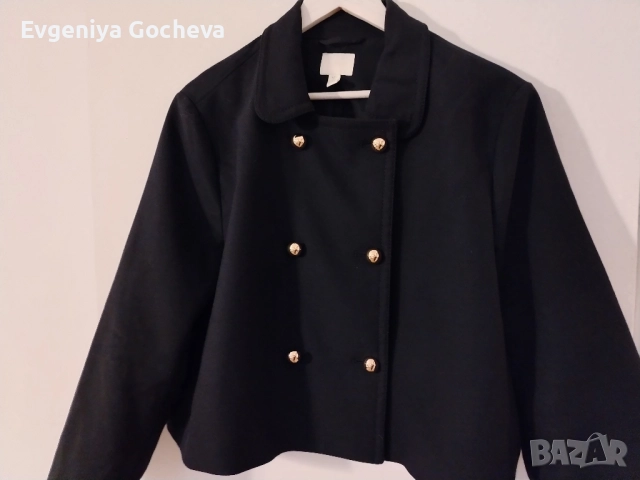 късо палто H&M XXL тъмносиньо, снимка 2 - Якета - 52030111