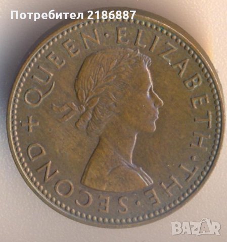 Нова Зеландия 1/2 пени 1965 година, снимка 2 - Нумизматика и бонистика - 30151121
