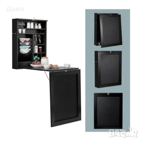 Сгъваемо бюро за стена с дъска COSTWAY, снимка 4 - Бюра - 53366997