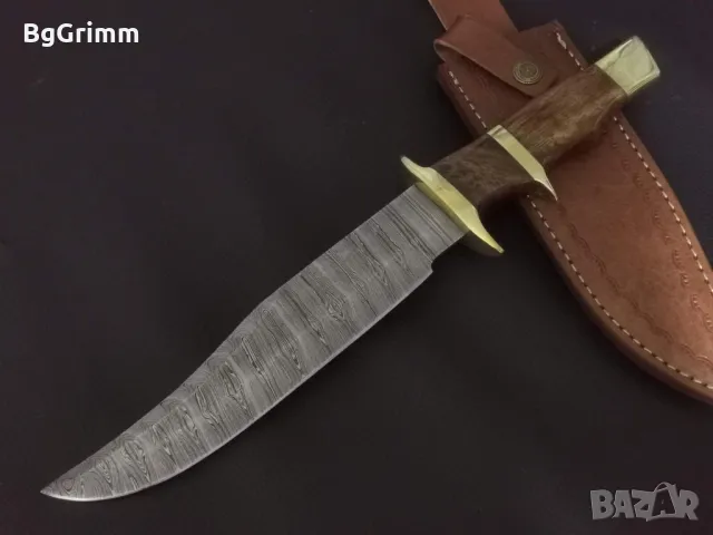 Промоция: Ръчно изработен ловен нож от дамаска стомана - 33см, снимка 1