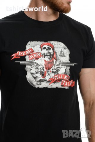 Нова мъжка тениска с дигитален печат Череп - Карибски пирати (Dead Men Tell No Tales), снимка 2 - Тениски - 37664227