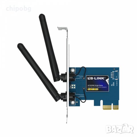 Безжичен мрежов адаптер LB-LINK BL-P650H, PCI-E, 650Mbps, 2.4/5Ghz, 2 x 6dBi, Син, снимка 4 - Мрежови адаптери - 37452665