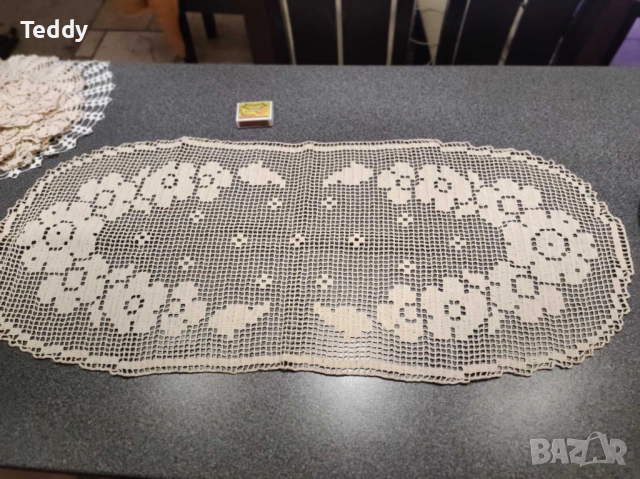 Винтидж ретро плетена дантела покривка каре мильо, снимка 3 - Антикварни и старинни предмети - 51980695