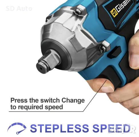 Безчетков Акумулаторен Гайковерт GISAM  1200 Nm, снимка 3 - Други инструменти - 48480063